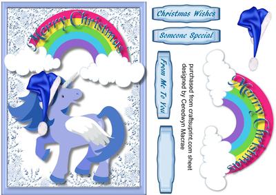 Unicorn in Santa's Hat