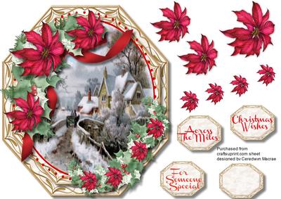 Beautiful Octagonal Topper with Red Poinsettias 