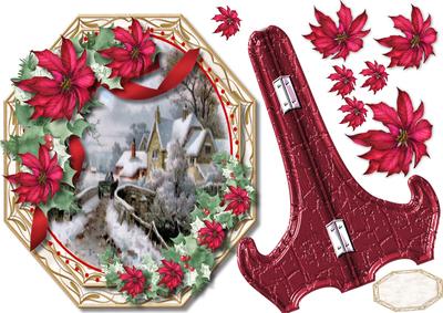 Lovely Plate and Stand with Red Poinsettias