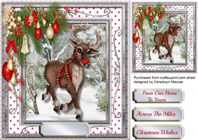Red Nose Reindeeer Prancing in the Snow 