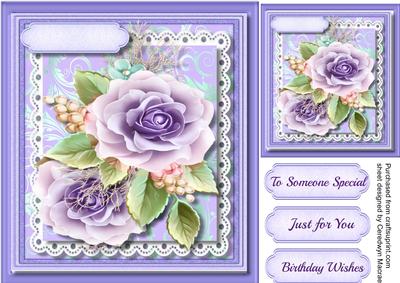 Lovely Lilac Flowers on Scalloped Lace 