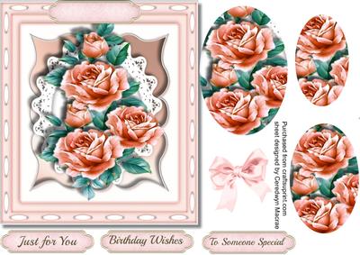 Salmon Pink Roses in a Kadaire Frame , Pyramid 