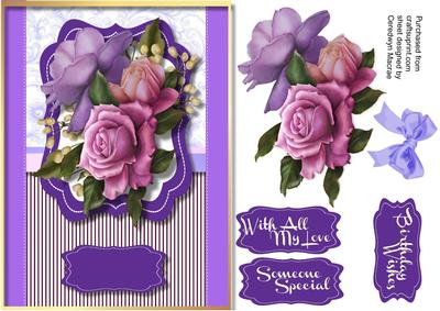 Lilac Roses on a Bracket Mat 