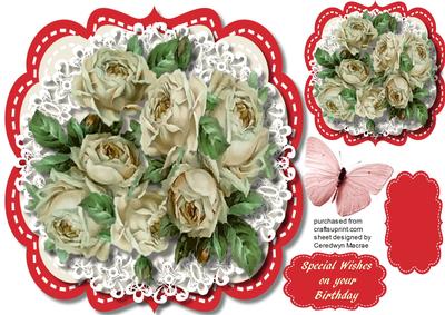 Beautiful Cream Roses on Cut Out Lace 