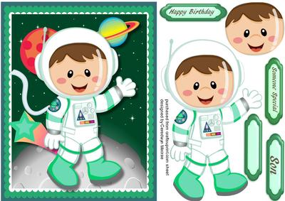 Lovely Brown Haired Space Cadet Birthday Boy, .