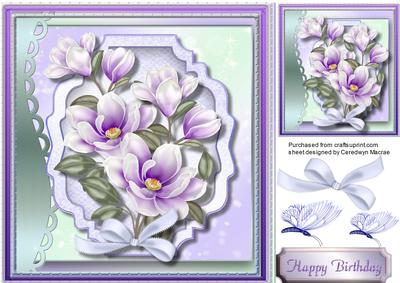 Beautiful Lilac Magnolias on Ornate Plaque