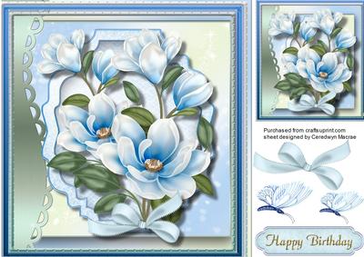 Beautiful Blue Magnolias on a Ornare Plaque 