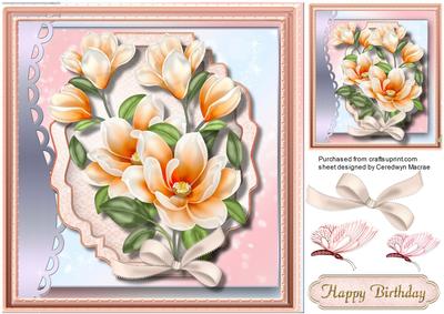 Beautiful Apricot Magnolias on a Ornate Plaque 