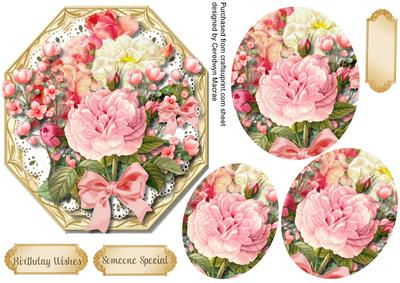 Lovely Octagonal with Pink Roses , Pyramid