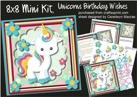 8x8 Mini Kit ,unicorns Birthday Wishes 