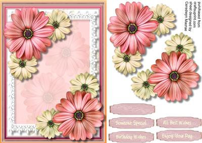 A5 Beautiful Daisy's on Lace 