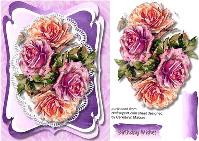 Lovely Liac Roses on Oval Lace 