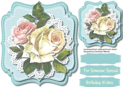 Beautiful Eggshell Blue Bracket with Cream Roses 