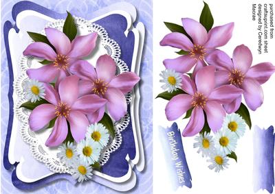 Lovely Clematus and Daisy'e on Oval Lace 