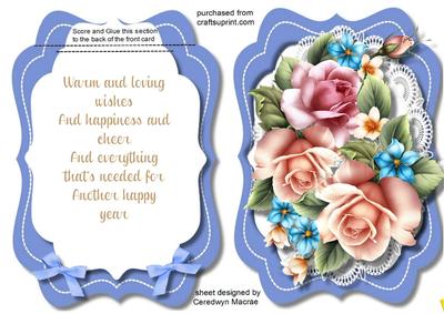 Lovely Tent Card with Verse ,and Summer Roses