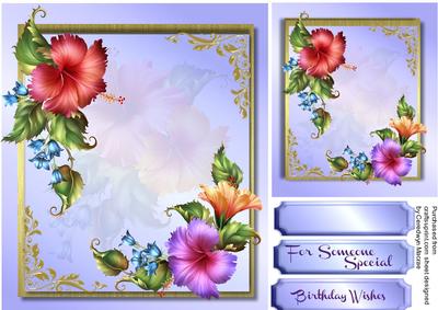 Beautiful Hibiscus and Blue Bells 