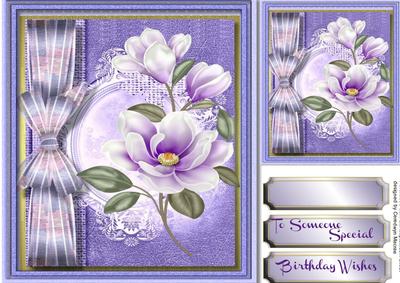 Lovely Liac Magnolias and Ribbon Bow 