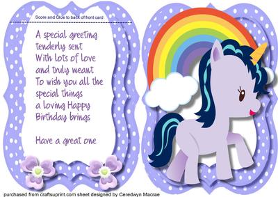Tent Card with Verse, Little Liac Unicorn