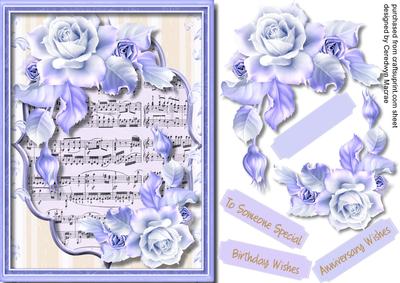 Beautiful Lilac Roses on Sheet Music 