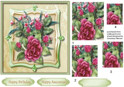 Lovely Red Roses in a Green Frame ,pyramid