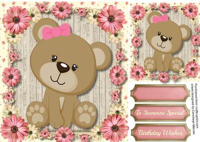Cute Birthday Bear with Her Pink Bow