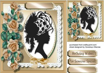 Beautiful Silhouette Lady and Cream Roses 