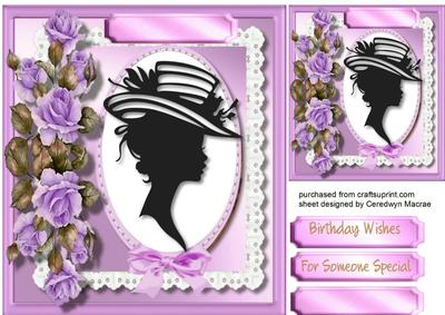 Lovely Silhouette Lady and Lilac Rose 