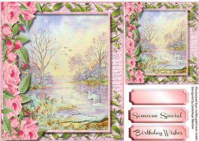 Beautiful Swan Scen and Roses