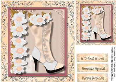 Lovely Boots with Peach Flowers