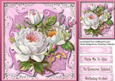 Beautiful White Rose on Filigree Plaque 