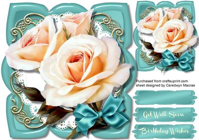 Beautiful Roses on a Teal Topper 