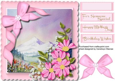 Mountain Flowers on a Scalloped Frame 