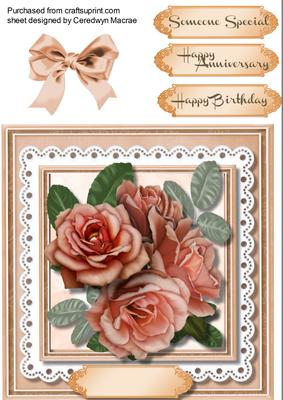 Stunning Peach Roses on Lace 