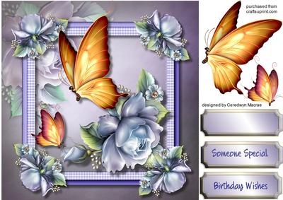 Golden Butterfly's and Porceline Roses 