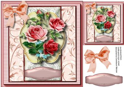 Lovely Mixed Roses in Gingham Frame 