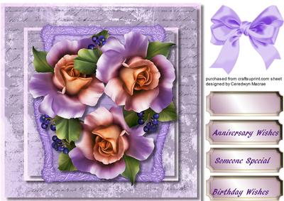 Lovely Lilac Roses on Script, Frame 