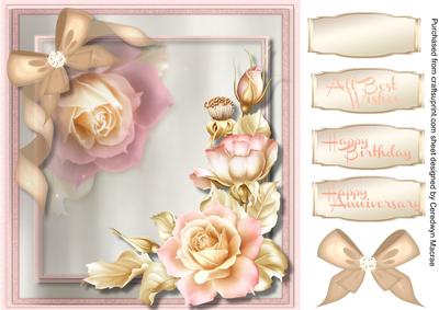 Beautiful Pink Ro0ses and Golden Bow 