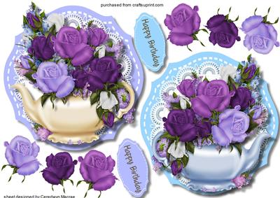 2 Lovely Toppers. Roses in a Teapot