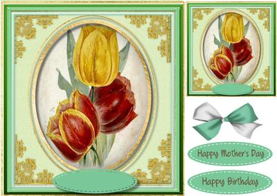 Beautiful Tulips in a Oval Frame 