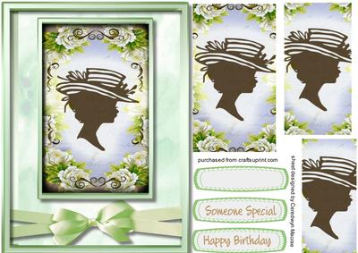 Lovely Silhouette Lady in a Floral Frame, Pyramid