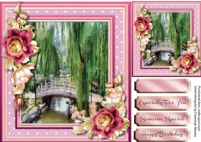 Beautiful Weeping Willow and Roses