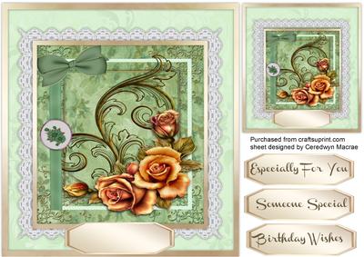 Beautiful Golden Roses on Lace 