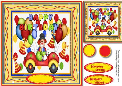 Lovely Clown in His Birthday Car 