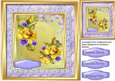 Beautiful Yellow Roses and Violets 