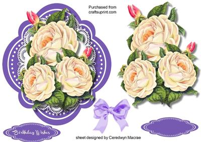 White Roses on a Quadrefoil Frame