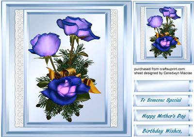 Lovely Blue Roses on Lace 