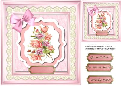 Lovely Pink Roses in a Bracket Frame 