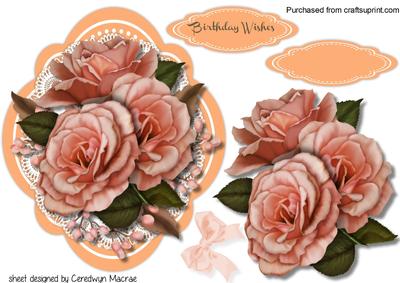 Apricot Roses on a Quadrefoil Mat 
