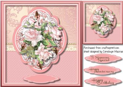 Lovely French Roses in a Quadrefoil Frame 