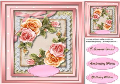 Beautiful Rosy Glow Roses on Lace 